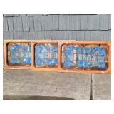 3 Large Wood Framed Stained Glass Pieces