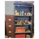 Shelving Unit, Shop Rags, Ball & Hitch, Tool Boxes