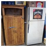 Wood Cabinet, Kenmore Refrigerator