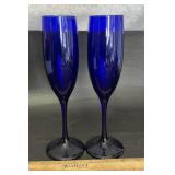 (2)COBALT BLUE STEMWARE GLASSES