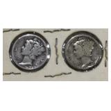 (2)MERCURY DIMES (90% SILVER)-1926/1942-S