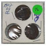 (3)INDIAN HEAD CENTS-1902/1904/1906