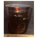 GLASS CANISTER W/LID-APPROX. 6" TALL