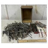 ASSORTED DRILL BITS W/WOODEN BOX