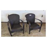 2 plastic wicker chairs