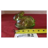 Green glass bunny rabbit on nest