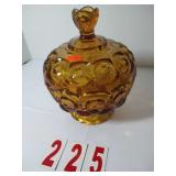 Vintage Tiarra Amber Glass Rooster Candy Bowl