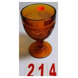 Vintage Tiarra Amber Glass Goblet