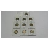 10 Assorted Buffalo Nickels worth $3.00 each