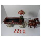 Cast Iron Horse Drawn Fruit Wagon with Umbrella