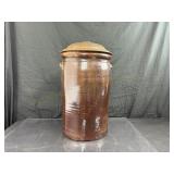 Anna Pottery Crock With Handles And Lid, 21" Tall