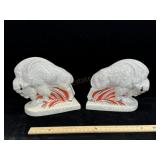 Pair of Porcelain Buffalo Bookends