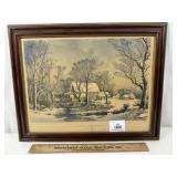 Currier & Ives Lithograph Winter In The Country