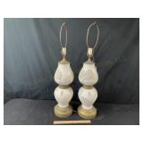 Pair Of 32ï¿½ Porcelain Table Lamps, No Shades,