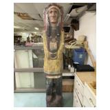 79ï¿½ Wooden Carved Cigar Store Indian