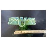 9" Dugan Green Opalescent Keyhole Pattern Bowl