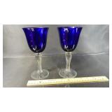 Two 7.75" Blown Glass Wine Stems