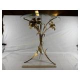 Metal & Glass Stand Table, Glass Has Chips 17 x