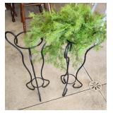 2 Plant stands & artificial Fern