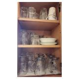 Glasses, contents of cabinet