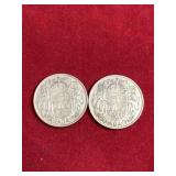 1940 & 1942 Canada Fifty Cent Silver good Grade