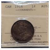 Canada 1916 AU55 1 cent Large Penny