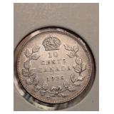 Canada 1928 10 cent coin, EF