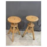 2 Wooden Adj stools