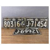 1963 Ontario License Plates