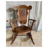 Leather Seat & Arm Chair Rocker