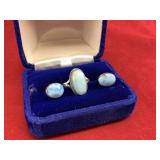 Larimar Sterling Earrings & Ring Set