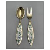 A. Michelsen 1970 Sterling & Enamel Spoon & Fork