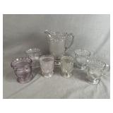 Vintage Glass Water Pitcher, Goblets etc