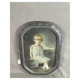 C1920 Tinted Photograph in Curved Glass Frame