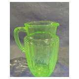 Green Depression Glass Pitcher