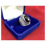 Sterling Silver Black Cabochon Ring