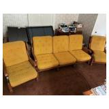 Cinnamon Maple Frame Couch and Two Chairs