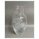 Clear Crystal Etched Glass Flower Vase