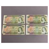 1969 Canadian $20 Bills x4