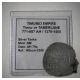 Rare 1370-1405 Timurid Empire Silver Timur