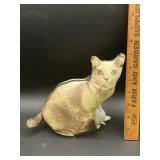 Vintage leather cat figure with mouse