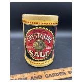 Vintage Crystaline Salt  box can with contents