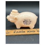 Vintage Small Plastic PINK PIG With Advertisement