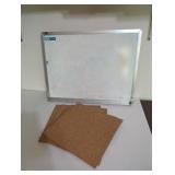 24x18 dry erase board and 12x12 cork boards (4)