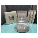 Bridal book, silver plated servers, picture frame