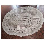 Vintage Oval Tablecloth Crochet Lace Medallion