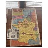 Vintage WWII France D Day map and  Naval Aircorps