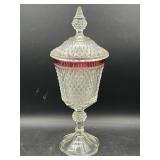 INDIANA GLASS DIAMOND POINT RUBY FLASH SCALLOPED