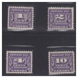 Canada Stamps #J11-J14 Mint NH/LH, CV $140