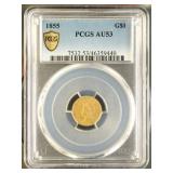 US Coins 1855 Type 2 Gold Dollar AU53 PCGS